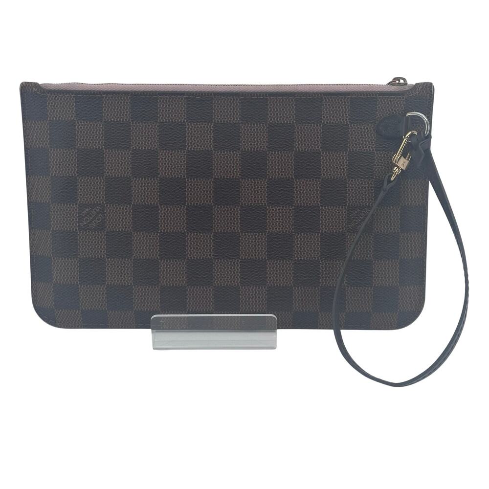Louis Vuitton LV Damier Ebene Neverfull GM Pouch Clutch Rose Ballerine